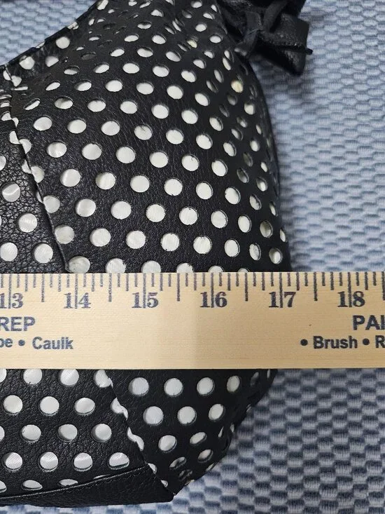 NWT BCBGMAXAZRIA Black & White Perforated Polka Dot Hobo Bag - Vegan Leather - Picture 9 of 12